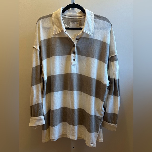 NWT We The Free Taylee Striped Polo S Neutral Combo - Picture 5 of 10